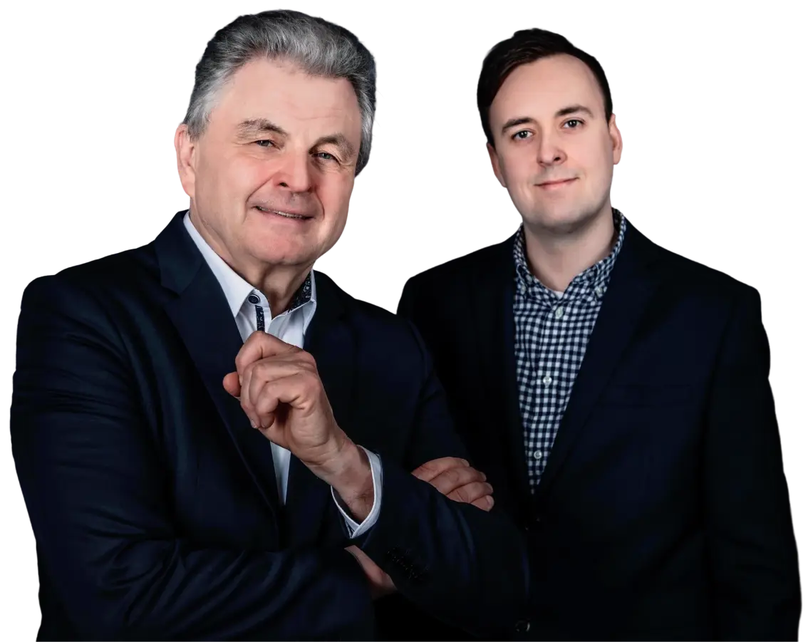Two men smiling in business attire