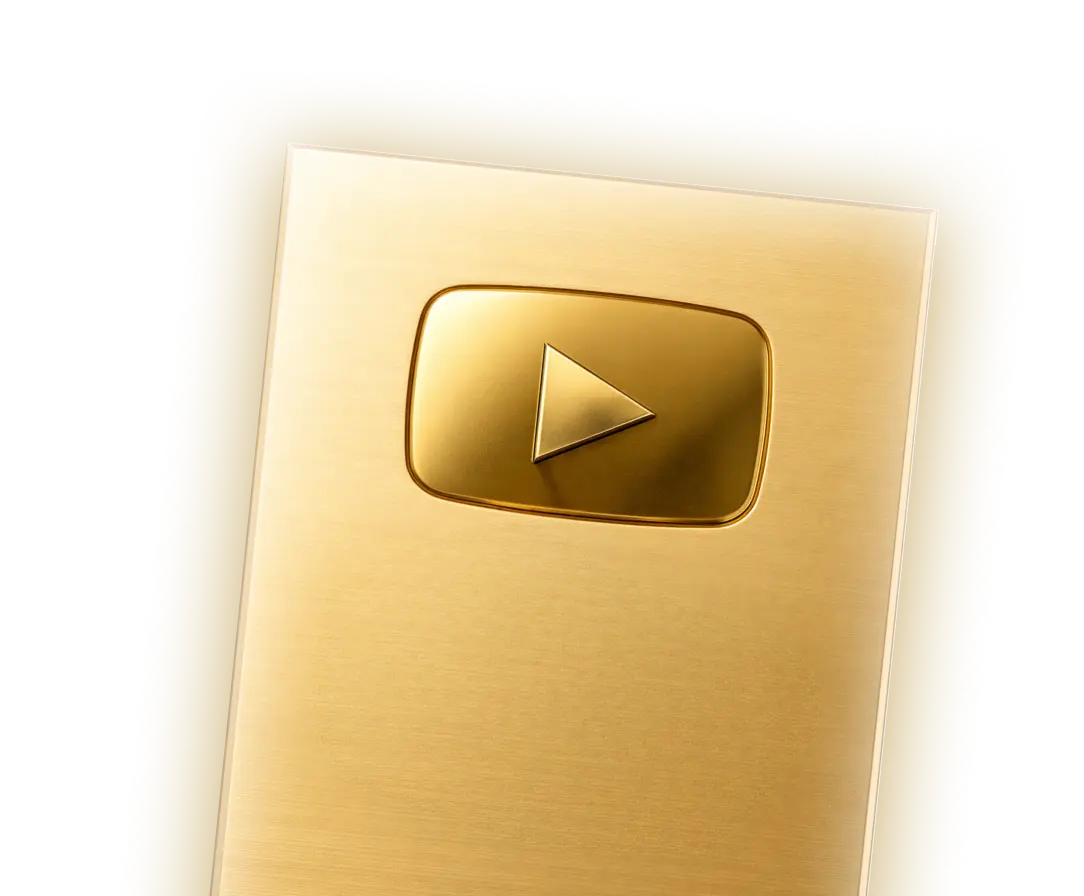 Gold YouTube play button trophy